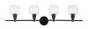 Living District LD2322BK Collier 4 light Black and Clear glass Wall sconce