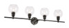 Living District LD2322BK Collier 4 light Black and Clear glass Wall sconce