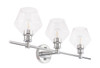 Living District LD2316C Gene 3 light Chrome and Clear glass Wall sconce