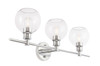 Living District LD2318C Collier 3 light Chrome and Clear glass Wall sconce