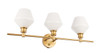 Living District LD2317BR Gene 3 light Brass and Frosted white glass Wall sconce