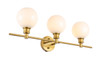 Living District LD2319BR Collier 3 light Brass and Frosted white glass Wall sconce