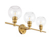 Living District LD2318BR Collier 3 light Brass and Clear glass Wall sconce
