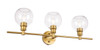 Living District LD2318BR Collier 3 light Brass and Clear glass Wall sconce