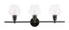 Living District LD2316BK Gene 3 light Black and Clear glass Wall sconce