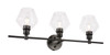 Living District LD2316BK Gene 3 light Black and Clear glass Wall sconce