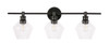 Living District LD2316BK Gene 3 light Black and Clear glass Wall sconce