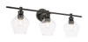 Living District LD2316BK Gene 3 light Black and Clear glass Wall sconce