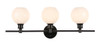 Living District LD2319BK Collier 3 light Black and Frosted white glass Wall sconce