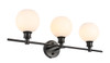 Living District LD2319BK Collier 3 light Black and Frosted white glass Wall sconce