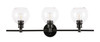 Living District LD2318BK Collier 3 light Black and Clear glass Wall sconce