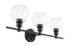 Living District LD2318BK Collier 3 light Black and Clear glass Wall sconce