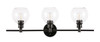 Living District LD2318BK Collier 3 light Black and Clear glass Wall sconce