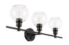 Living District LD2318BK Collier 3 light Black and Clear glass Wall sconce