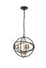 Living District LD4006D14BRD Octavia 3 light Brass and Dark Brown Pendant