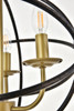 Living District LD4006D14BRD Octavia 3 light Brass and Dark Brown Pendant