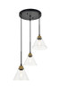 Living District LD4017D18BRB Histoire 3 light brass and black Pendant