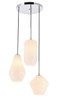 Living District LD2269C Gene 3 light Chrome and Frosted white glass pendant