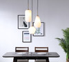 Living District LD2269BR Gene 3 light Brass and Frosted white glass pendant