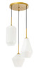 Living District LD2269BR Gene 3 light Brass and Frosted white glass pendant