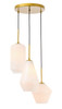 Living District LD2269BR Gene 3 light Brass and Frosted white glass pendant