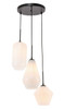 Living District LD2269BK Gene 3 light Black and Frosted white glass pendant