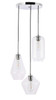 Living District LD2268C Gene 3 light Chrome and Clear glass pendant