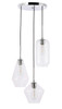 Living District LD2268C Gene 3 light Chrome and Clear glass pendant