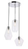 Living District LD2268C Gene 3 light Chrome and Clear glass pendant