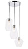 Living District LD2268C Gene 3 light Chrome and Clear glass pendant