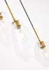 Living District LD2268BR Gene 3 light Brass and Clear glass pendant