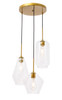 Living District LD2268BR Gene 3 light Brass and Clear glass pendant