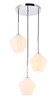 Living District LD2259C Gene 3 light Chrome and Frosted white glass pendant