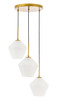 Living District LD2259BR Gene 3 light Brass and Frosted white glass pendant