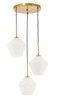 Living District LD2259BR Gene 3 light Brass and Frosted white glass pendant