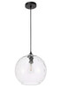 Living District LD2283 Gibson 1 light Black and Clear glass pendant