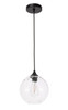 Living District LD2281 Cashel 1 light Black and Clear glass pendant