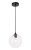 Living District LD2281 Cashel 1 light Black and Clear glass pendant