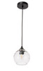 Living District LD2280 Cashel 1 light Black and Clear glass pendant
