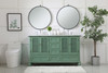 Elegant Decor VF30560DVM Rhodes 60 inch Double Bathroom Vanity in Vintage Mint