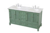 Elegant Decor VF30560DVM Rhodes 60 inch Double Bathroom Vanity in Vintage Mint