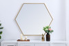 Elegant Decor MR4538BR Eternity Metal frame hexagon mirror 38 inch in Brass