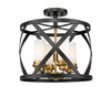 Z-LITE 481SF15-MB-OBR 4 Light Semi Flush Mount,Matte Black + Olde Brass