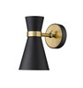 Z-LITE 728-1S-MB-HBR 1 Light Wall Sconce,Matte Black + Heritage Brass