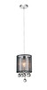 CWI LIGHTING 5062P6C-1 (Clear + B) 1 Light Drum Shade Mini Pendant with Chrome finish