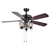 WAREHOUSE OF TIFFANY'S CFL-8166BL Mirabelle 52 in. 3-Light Indoor Black Finish Hand Pull Chain Ceiling Fan with Light Kit