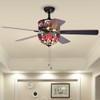 WAREHOUSE OF TIFFANY'S CFL-8281BL Jalev 15 in. 6-Light Indoor Black Finish Hand Pull Chain Ceiling Fan with Light Kit