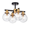 WAREHOUSE OF TIFFANY'S CM084/4 Tegan 17.5 in. 4-Light Indoor Multi Finish Flush Mount Chandelier with Light Kit