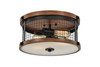 WAREHOUSE OF TIFFANY'S CM191/2IWB Rose 14 in. 2-Light Indoor Black Finish Flush Mount Chandelier with Light Kit