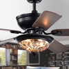 WAREHOUSE OF TIFFANY'S CFL-8420REMO/FB Micago 52 in. 2-Light Indoor Black Finish Remote Controlled Ceiling Fan with Light Kit